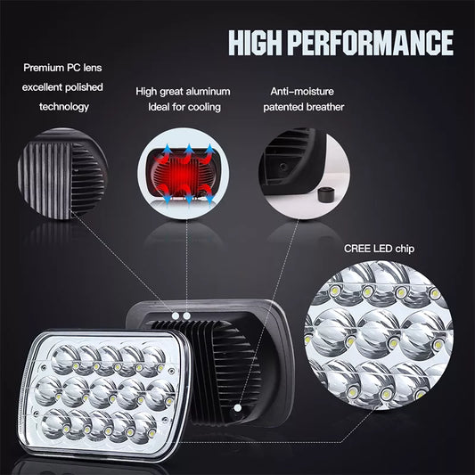 LED Headlight 6000K (5x7)(7x6) (2 pcs)