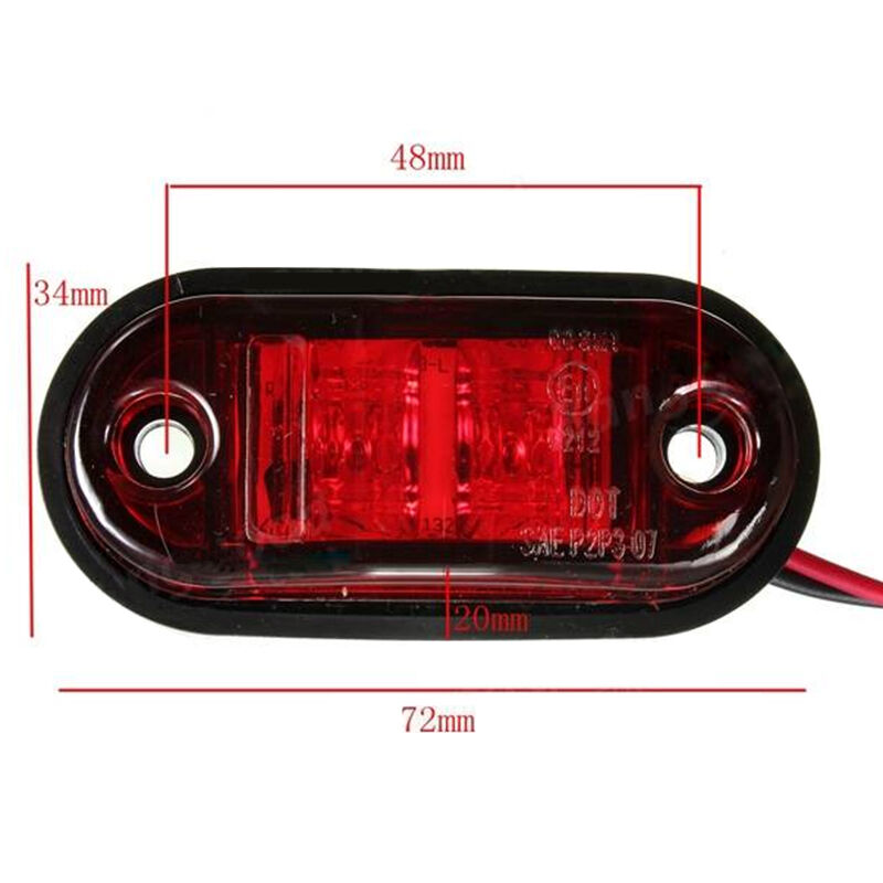 LED Side Marker Indicator Red Lamp for Trailers (2 pcs)