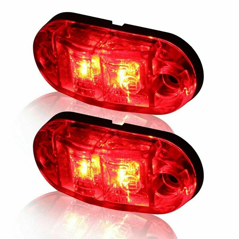 LED Side Marker Indicator Red Lamp for Trailers (2 pcs)